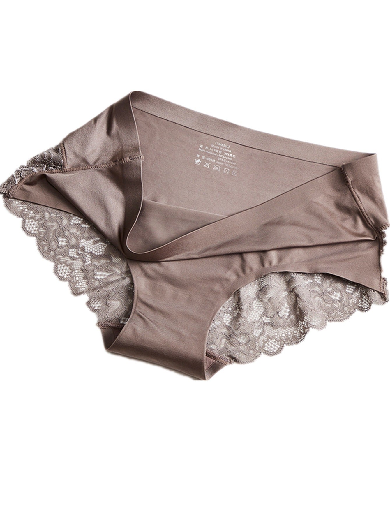 Three comfortable and breathable panties - lace, satin, and smooth lingerie.