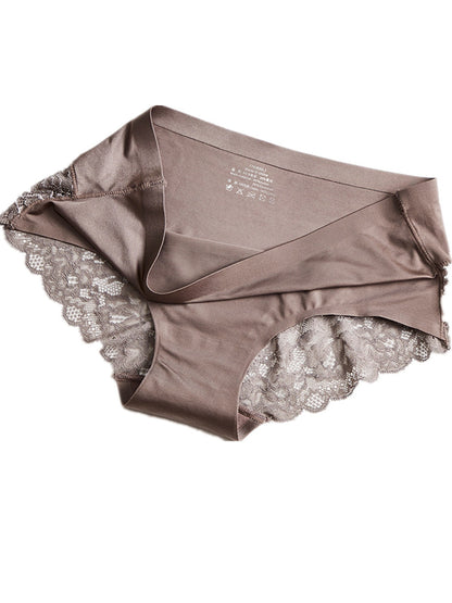 Three comfortable and breathable panties - lace, satin, and smooth lingerie.