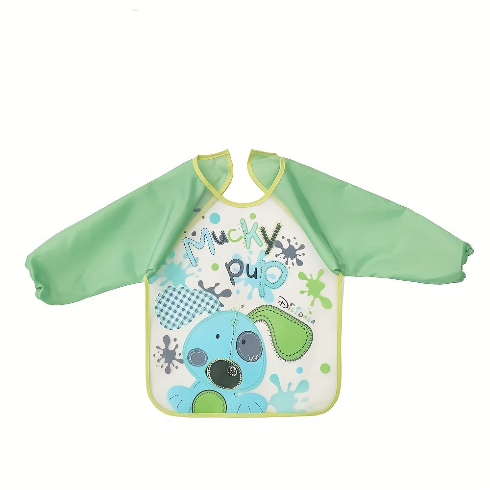 Waterproof and dirt-resistant bib made of EVA for babies aged 6-72 months. No washing required. Protects clothes.