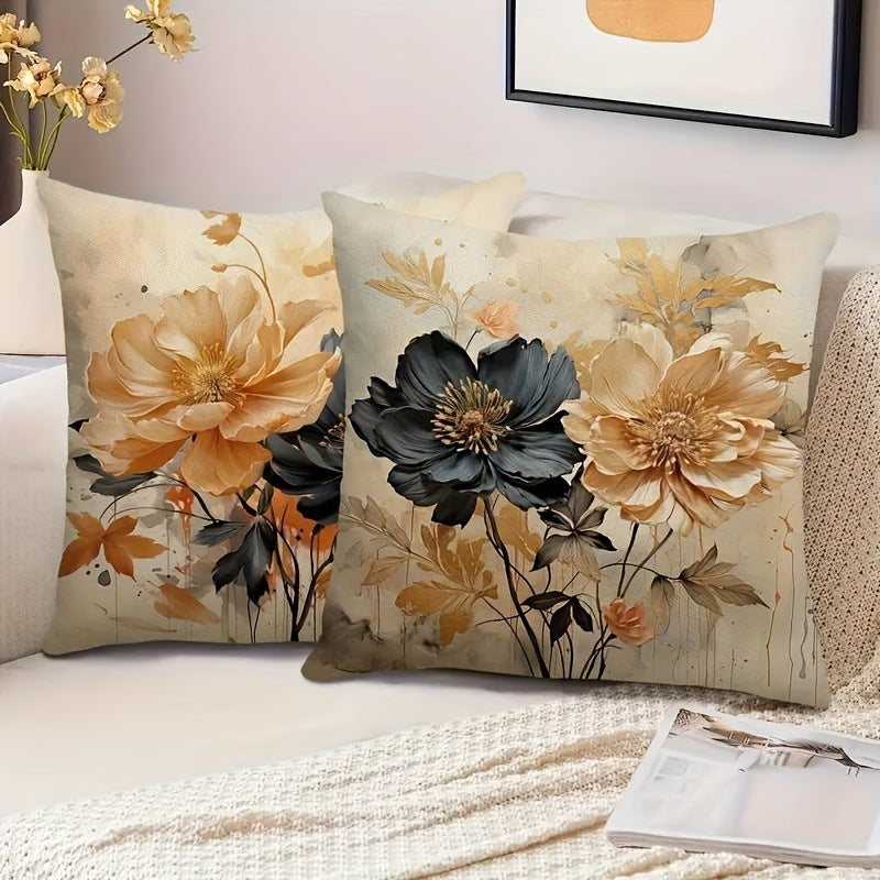 Get the perfect finishing touch for your sofa, bed, or car with this set of two modern floral throw pillow covers. Made from durable polyester, these covers are machine washable and feature a convenient zipper closure. Update your living room decor