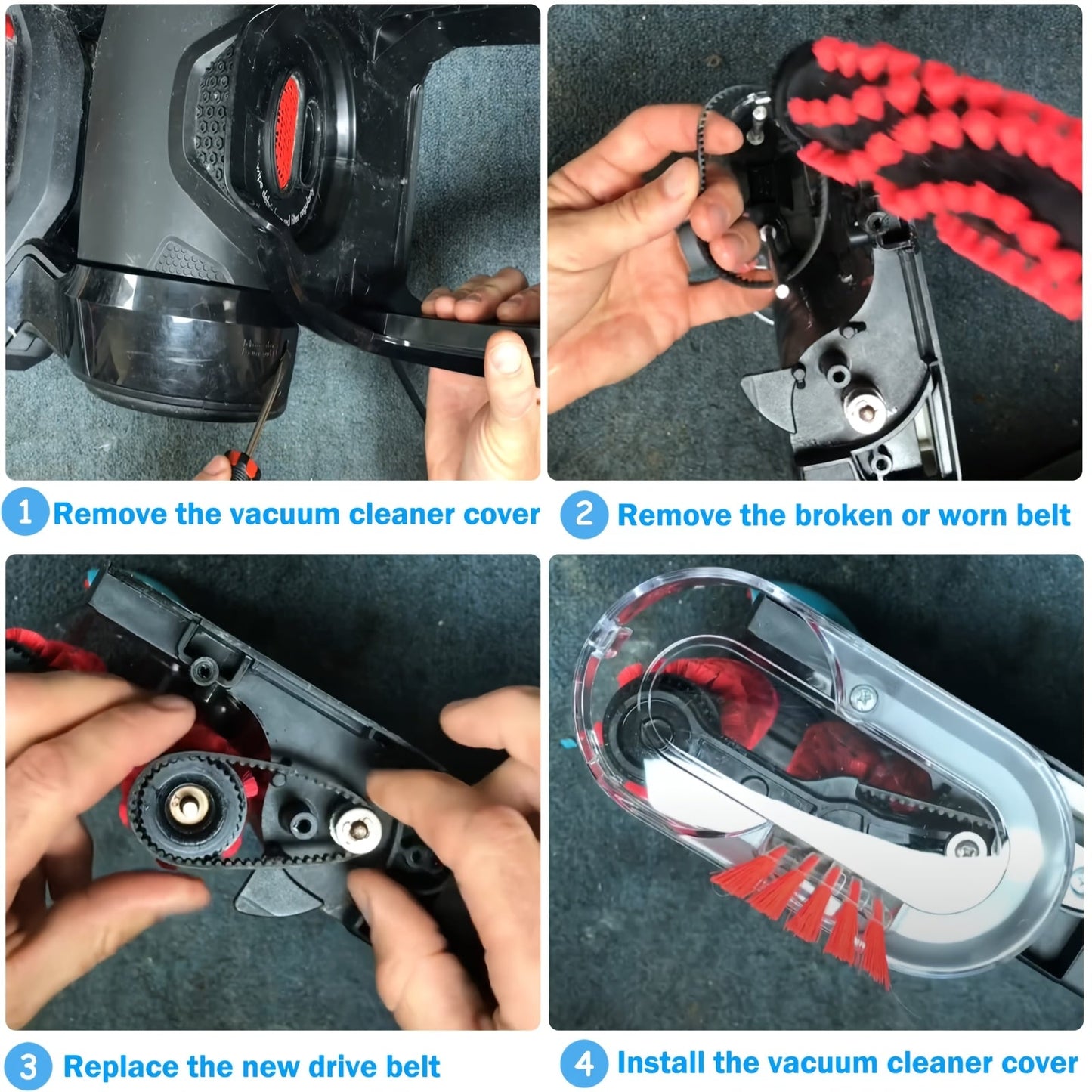 Get a 3-Pack of HOME TIMES Replacement Vacuum Belts for Bissell ProHeat 2X and Pet Pro Cleaner. These belts are compatible with the 1986, 1964, 2007, and 2007P Series. Made from durable rubber material, these belts do not require electricity to operate.