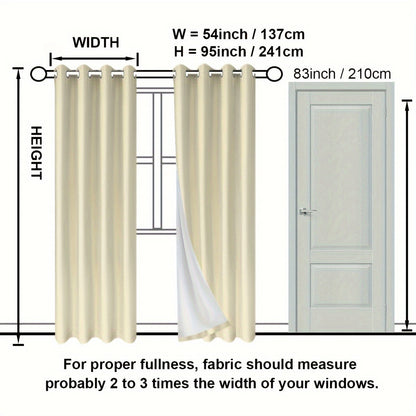 Suhuan Top Curtains, 2PC Set of 100% Blackout Insulation Soundproof Curtains with White Lining, Ideal for Bedroom, Office, Living Room, and Home Decor