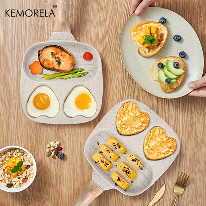 The KEMORELA 3-in-1 Non-Stick Medical Stone Skillet Set is ideal for cooking eggs, burgers, bacon, and omelets. It comes with BBQ tongs and a basting brush for convenient grilling. This set features a dishwasher-safe, multi-layer design and an aluminum