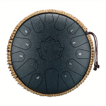 Glucophone Steel Tongue Drum - 33.02 cm, 15 Notes, Key Of C - Handcrafted Drum for Meditation, Yoga, Relaxation - Eid Al-Adha Mubarak