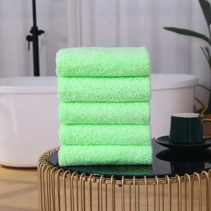 Set of 5 soft polyester hand towels, quick-drying and absorbent for bathroom or spa use, unscented.