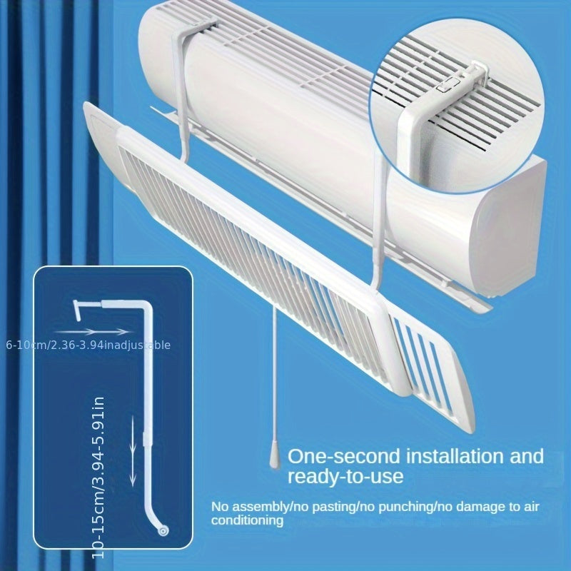 Wind deflector for air conditioning: Universal, wall-mounted baffle designed to prevent direct blowing of cold air. Made of adjustable plastic material, no electricity needed for installation.