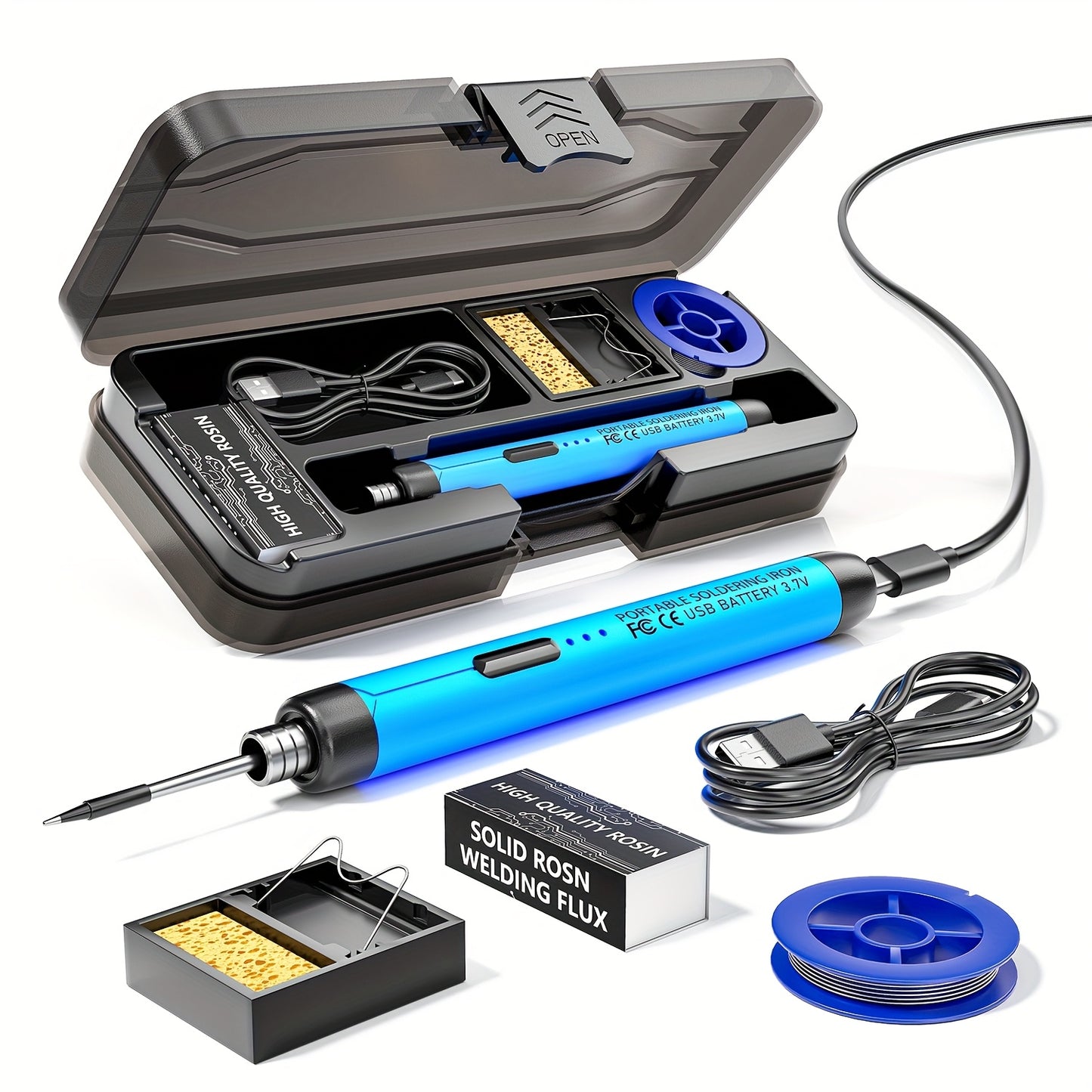 USB/Battery Dual-Use Soldering Iron with Temperature Adjustment and Accessories