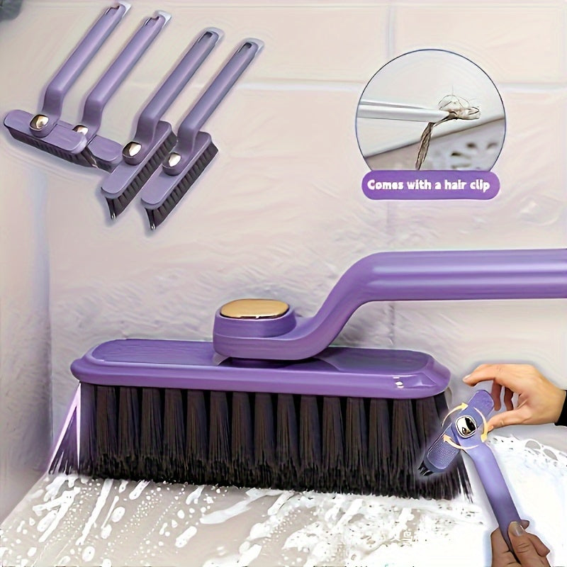 3-in-1 Multi-Functional Bathroom & Kitchen Tile Cleaning Brush with Rotating Crevice Brush - No Electricity Required