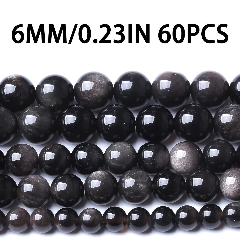 Golden Obsidian Loose Beads Set - 46 pieces of 8mm natural stone beads for DIY jewelry making, perfect for bracelets, necklaces, earrings. Create healing crystal jewelry with these beautiful accessories. Ideal for stringing beads and creating unique