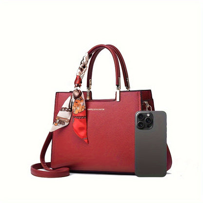 Stylish red handbag for women with large capacity, zipper closure, polyester lining, edge paint detail; ideal for Mother's Day and Easter.