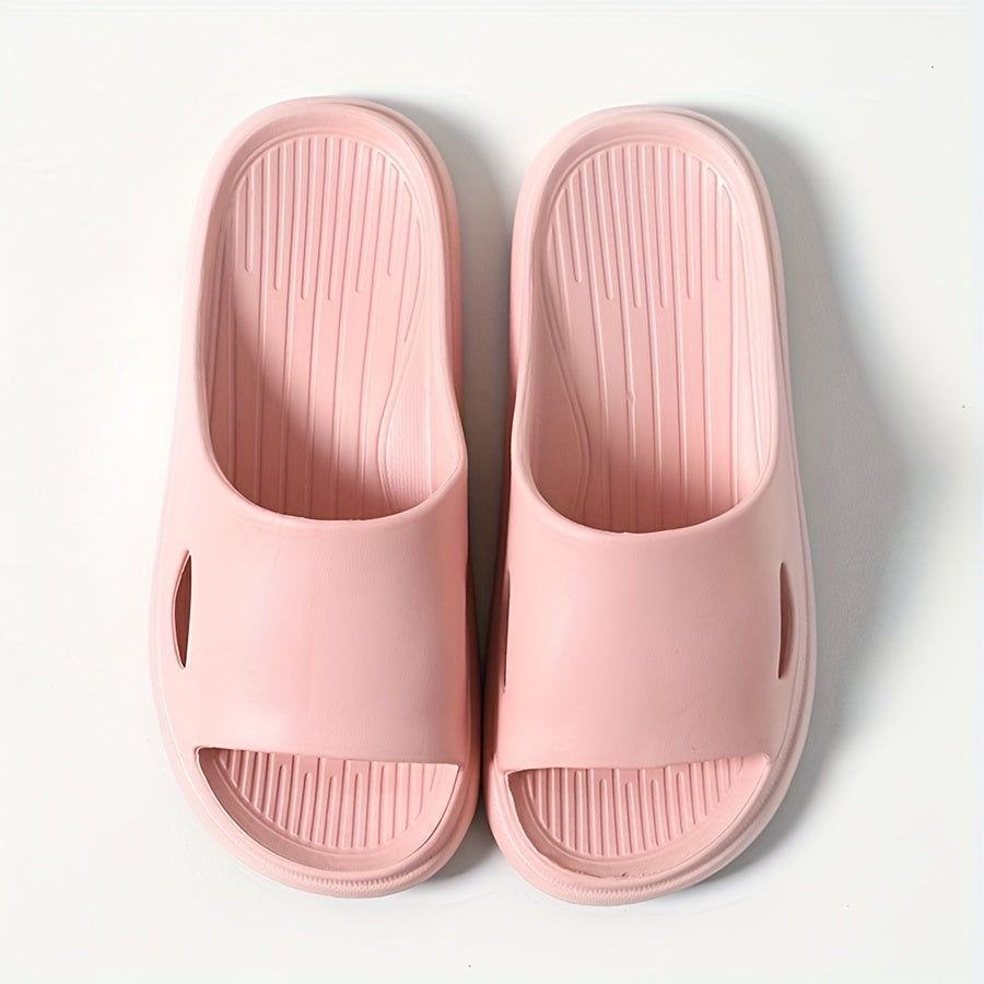 Men's open-toe slippers with solid color, breathable, non-slip, and durable EVA material, anti-odor.