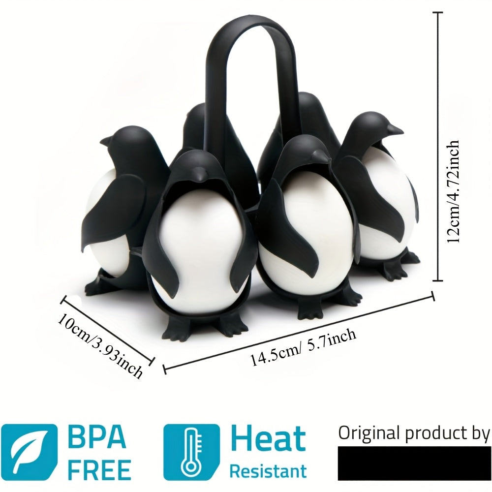 This penguin-shaped egg rack is perfect for cooking, storing, and serving your eggs. It can hold up to 6 eggs and is designed for making soft or hard-boiled eggs. The convenient design makes it ideal for both cooking and refrigerator storage.