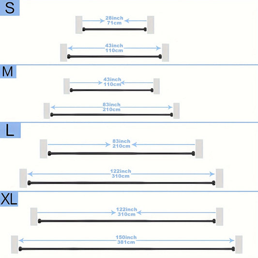 Adjustable Bathroom Partition Spring Rod in Black, White, or Brown - No Need to Drill Holes - Ideal for Room Dividers or Shower Curtains