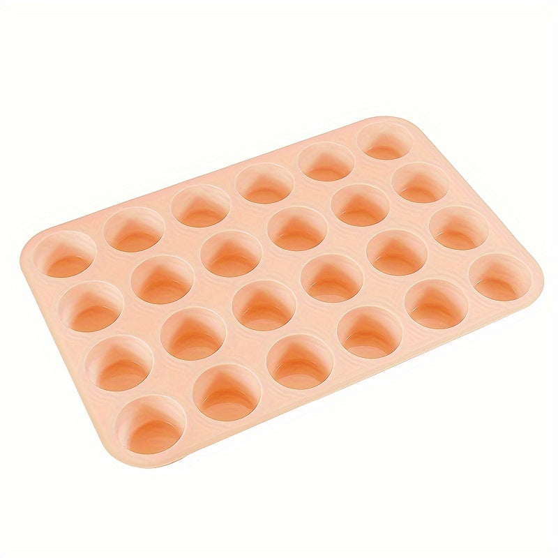 Silicone Baking Mold for Cupcakes & Desserts - 24-Cavity Round Shape, Suitable for Muffins, Jelly Puddings & Pastries, Long-lasting & Simple to Wash, Great for Home Baking, Silicone Bakeware Ideal for Home Baking