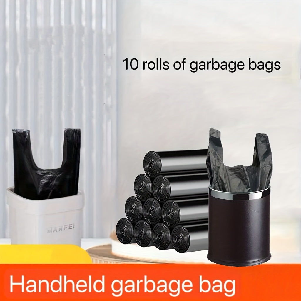 100-Pack of High-Quality Thick Polyethylene Trash Bags for Various Areas of the Home - Living Room, Bedroom, Bathroom, Toilet, Kitchen. These Disposable Garbage Bags are Black, Large in Size, and are Durable for Handheld Trash Cans.