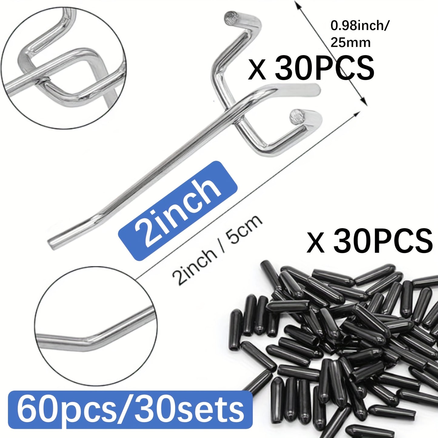 60 комплектов крючков из нержавеющей стали повышенной прочности для организации гаража и офиса, а также хранения инструментов.