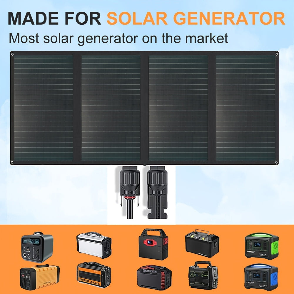 160W Portable Solar Panel with high slew rate, foldable design and adjustable kickstand, perfect for outdoor camping and RV off-grid systems.