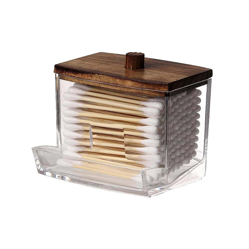 1/3 piece Swabs Dispenser with Apothecary Jar Organizer and wood lids for easy storage.