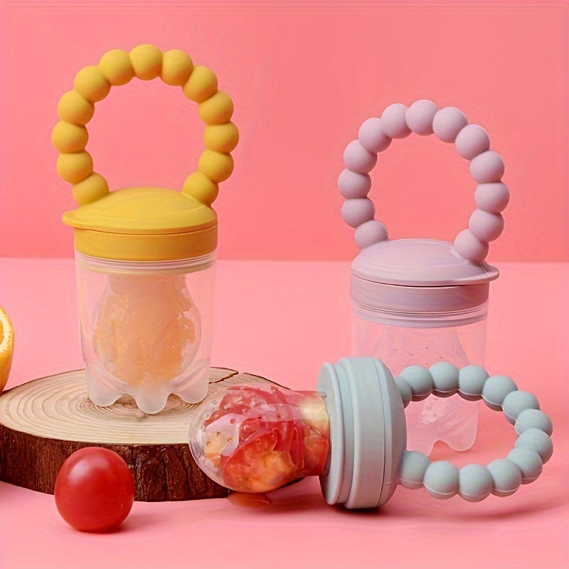 Get your hands on the PanLynner Silicone Teething Pacifiers, perfect for babies aged 0-3 years! This set includes 3 fruit and vegetable feeders with handles. It's advised to hand wash these food-grade teethers. They make an ideal gift for Christmas