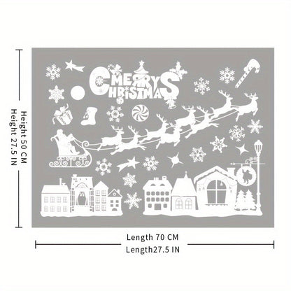 Festive Christmas Sticker Set with Classic Cartoon Design for Windows: Reusable, Simple Application, Size 69.85cm x 179.07cm (L x H)