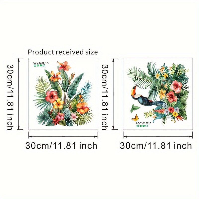 2 Nordic Floral Bathroom Decals: Waterproof PVC, Self-Adhesive for Toilets & Tanks, Adds Aesthetic Touch to Home Decor