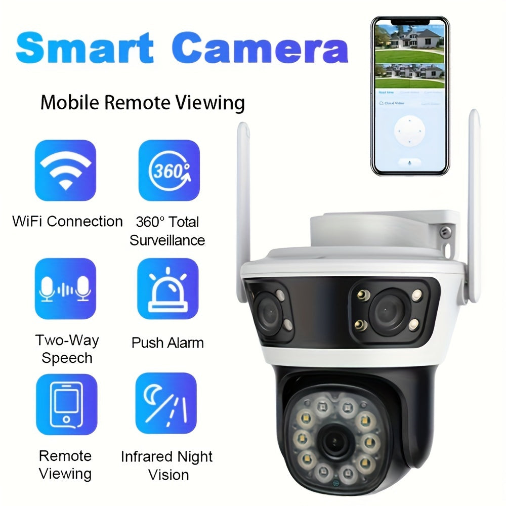 Introducing the YIIYRY Smart Security Camera in stunning 1080p HD resolution. This WiFi surveillance system offers mobile remote viewing, 360° coverage, two-way audio, and motion detection alerts. Compatible with smartphones, this camera is USB powered