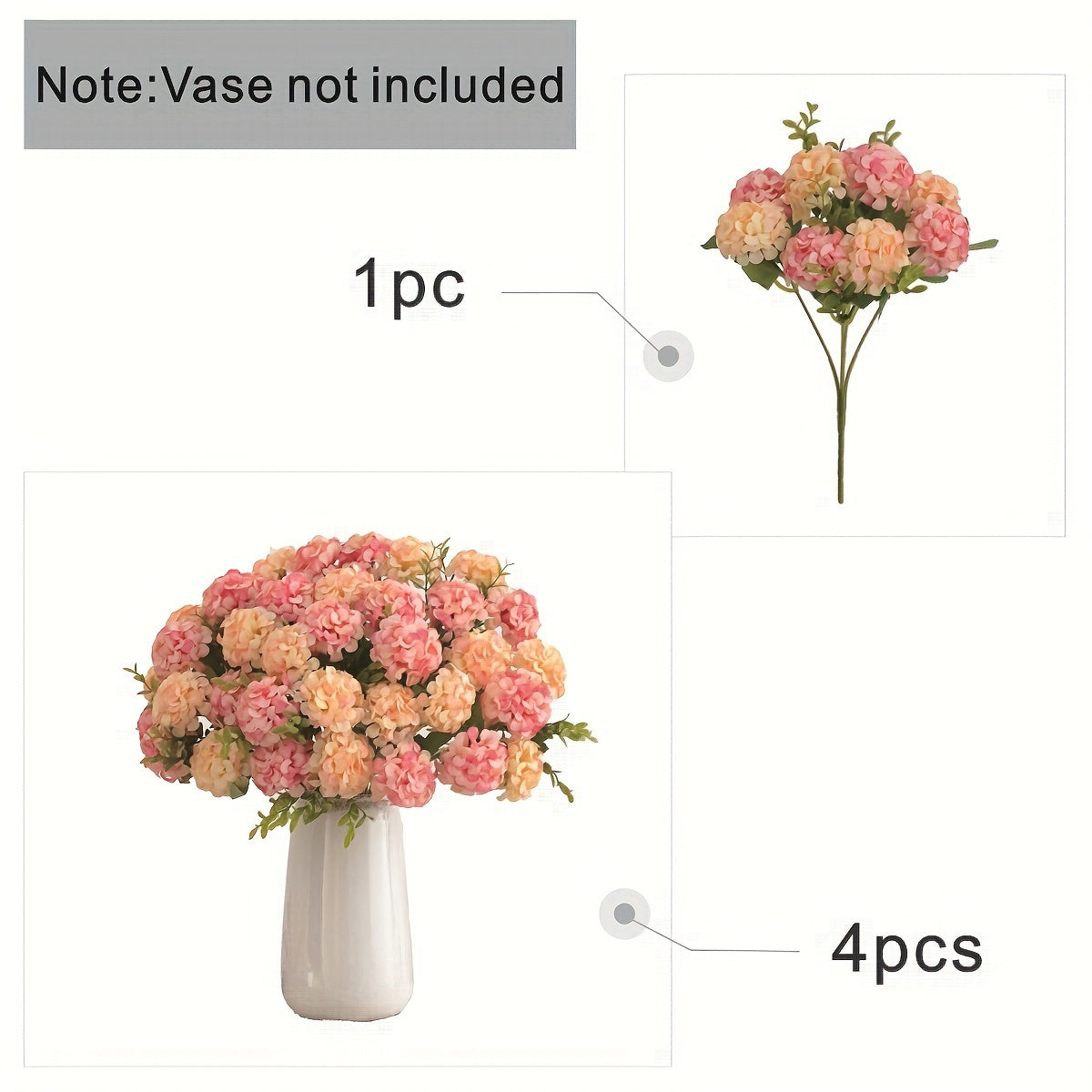 10 Head Artificial Hydrangea Bouquet for Wedding and Home Decor