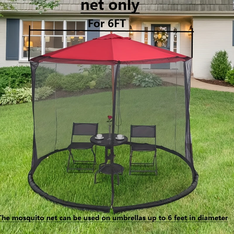 Upgrade your patio umbrella with a mosquito net featuring a zipper door, suitable for most outdoor market or hanging umbrellas.