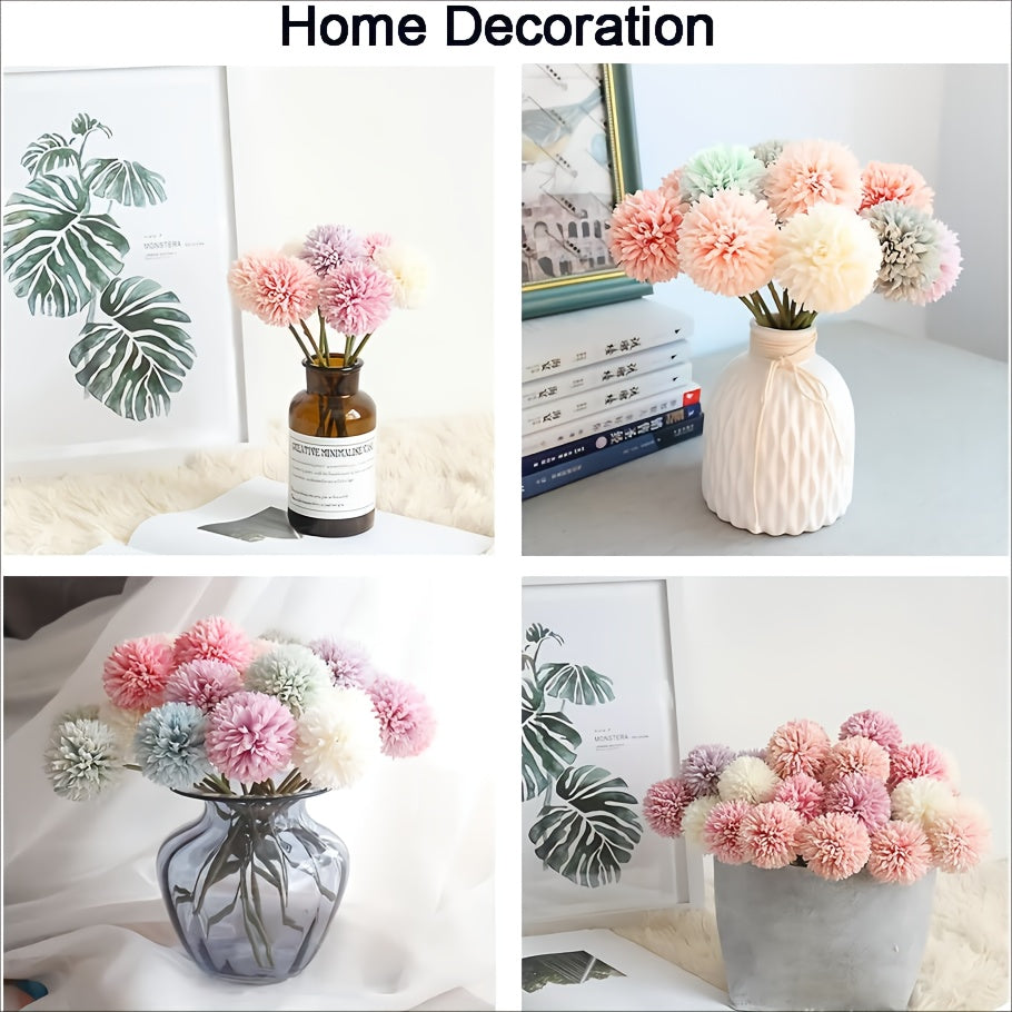 10 artificial chrysanthemum ball flowers for wedding bouquets, home decor, or party table centerpieces.