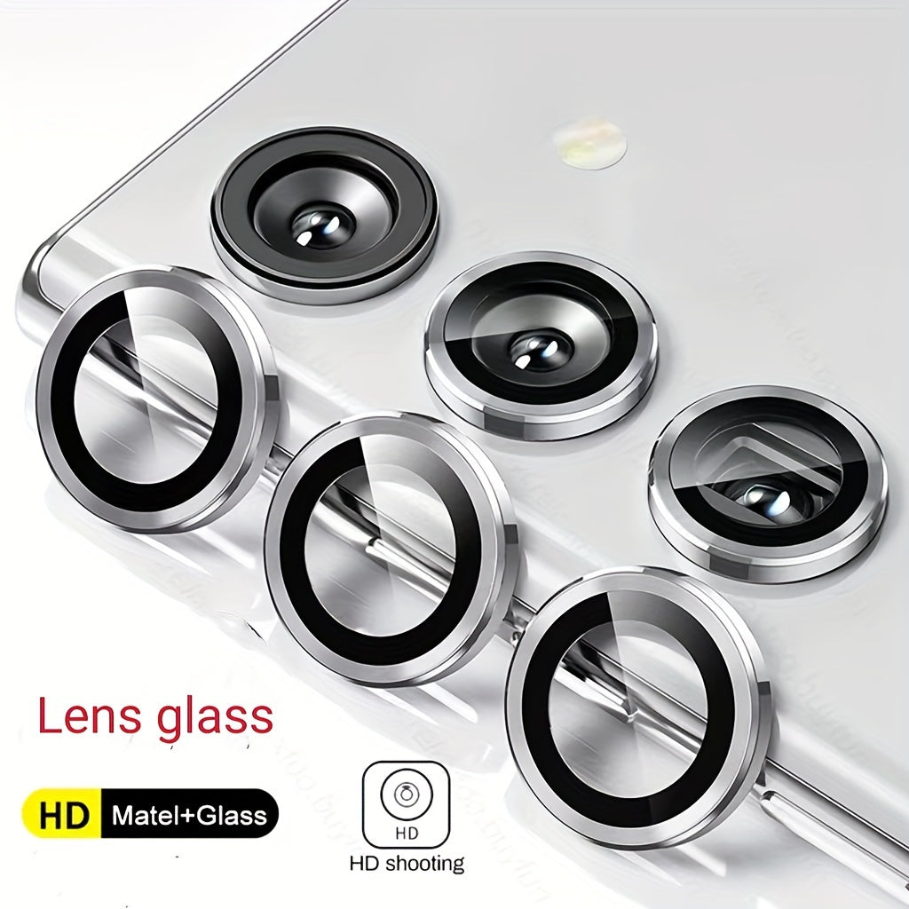 Camera protector rings for various Samsung devices in the A and S series, designed to protect camera lenses.