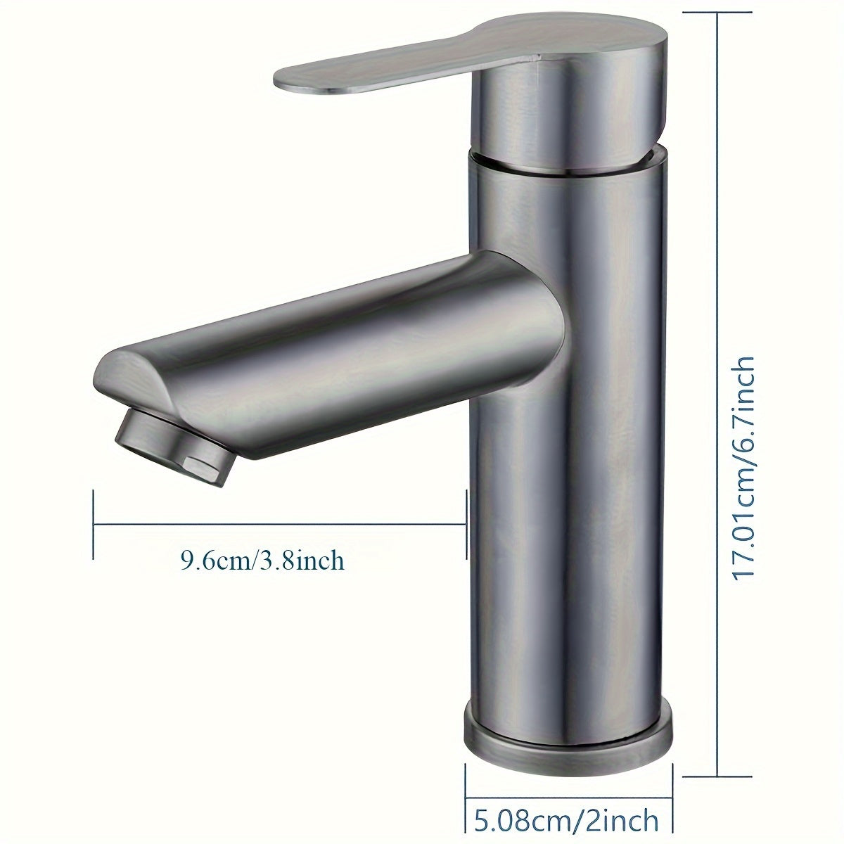 Modern 304 stainless steel faucet, single handle dual control, gun grey finish for home bathroom sink with rust prevention.