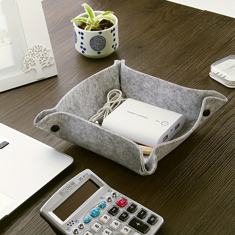 1 or 2 Felt Multi-function Storage Box for Keys, Remotes, Phones, and Dice