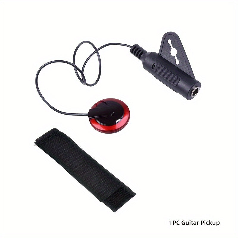 QiJiStar Professional Guitar Pickup with ABS material and Piezo contact, 6.35mm female plug for easy installation on acoustic guitar, ukulele, banjo, kalimba, harp. Suitable for room