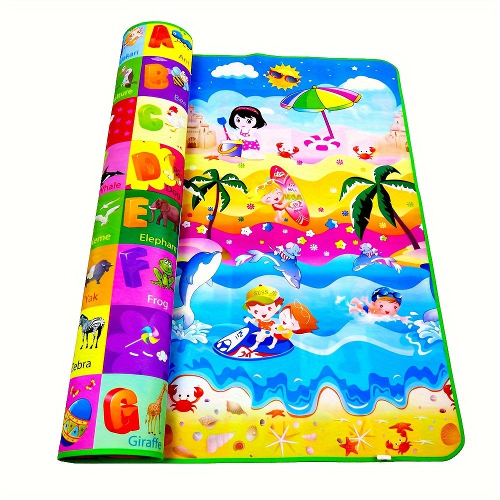 Two-Sided Baby Play Mat, Ideal for Ages 0-3, Measures 200x180cm, Made with PVC Surface, Safe Crawling Mat, Flippable Foam Floor Mat, Educational and Waterproof for Mess-Free Playtime.