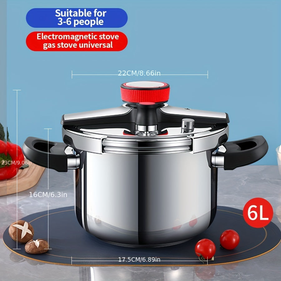 Compact Stainless Steel Pressure Cooker with Secure Latch - Effortless Lid Release, Small Size, Traditional Pressure Pot for Fast Meal Prep.