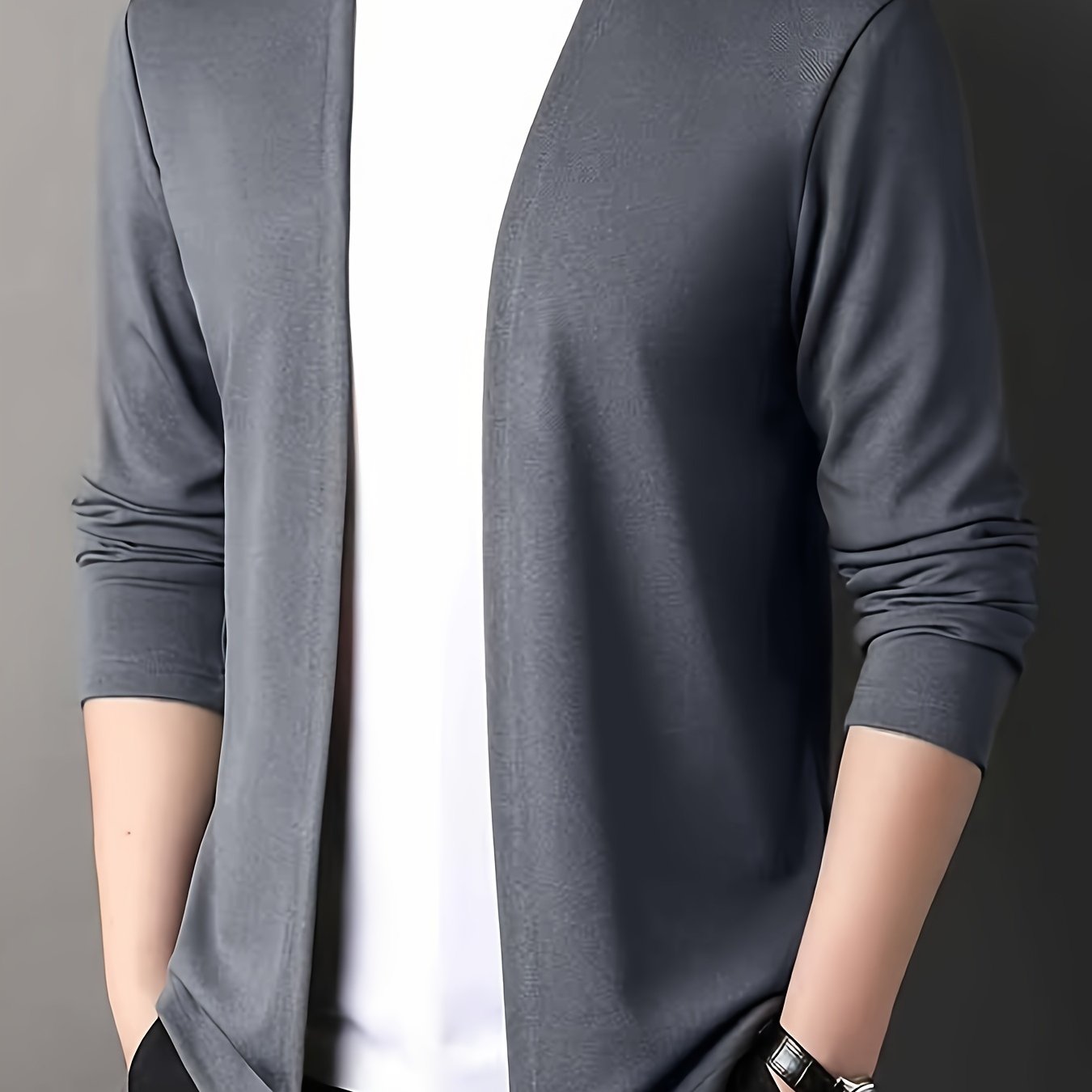 Men's slim-fit knitted cardigan for outdoor activities.