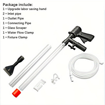 Multi-functional aquarium water changer tool set for easy maintenance and cleaning.