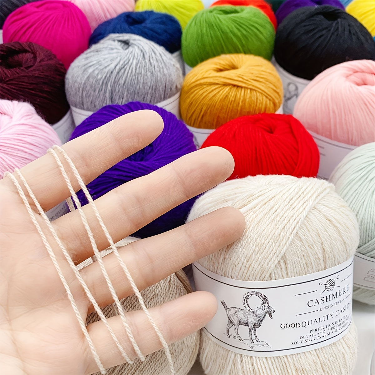 6-Pack Luxurious Cashmere Yarn for Knitting and Crocheting - Soft, Warm, Durable 80% Cashmere 20% Acrylic Blend - Perfect for Sweaters, Pants, Gloves, Hats, and DIY Crafts - 1.76oz Each