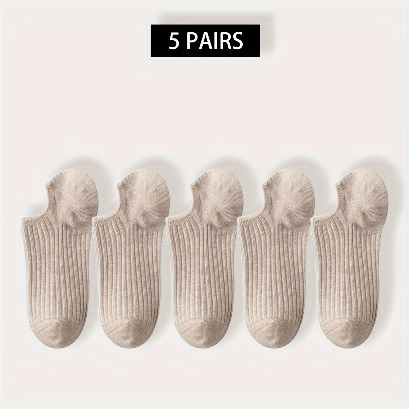 5 pairs of men's invisible socks that are comfortable, breathable, sweat-resistant, and anti-odor.