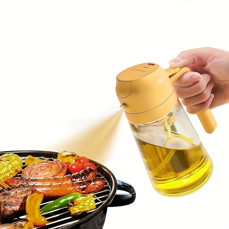 1 Piece of BPA-Free Plastic Oil Sprayer 2-in-1, 15.8oz Olive Oil Dispenser with Spray and Pour Functions. Includes a 470ml Cooking Oil Spray Bottle with Anti-Clog Filter for a Leakproof Condiment Container in the Kitchen. Ideal for Salad, Frying, and BBQ.