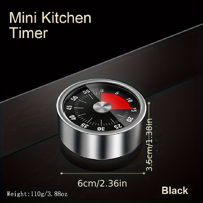 Durable Stainless Steel Kitchen Timer - No Batteries Required, Ideal for Cooking, Work, and Baking