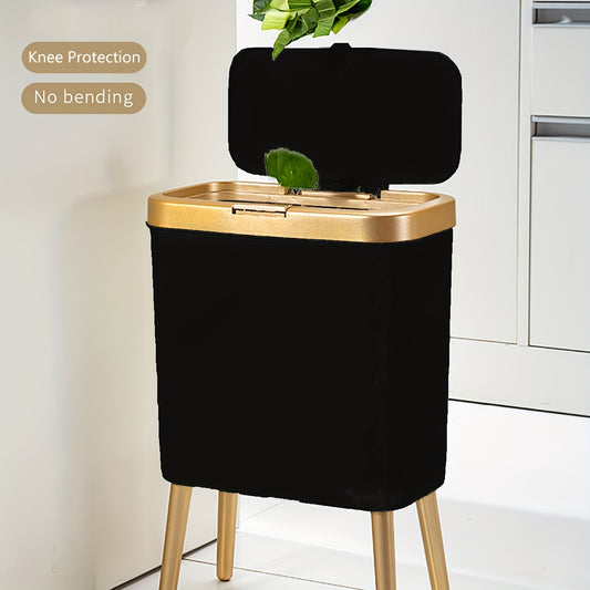 1-pc 15L garbage can with heightening legs, anti-odor lid, and multifunctional design for modern home decor and organization. Perfect for kitchen, living room, bathroom, office, garage, or car.