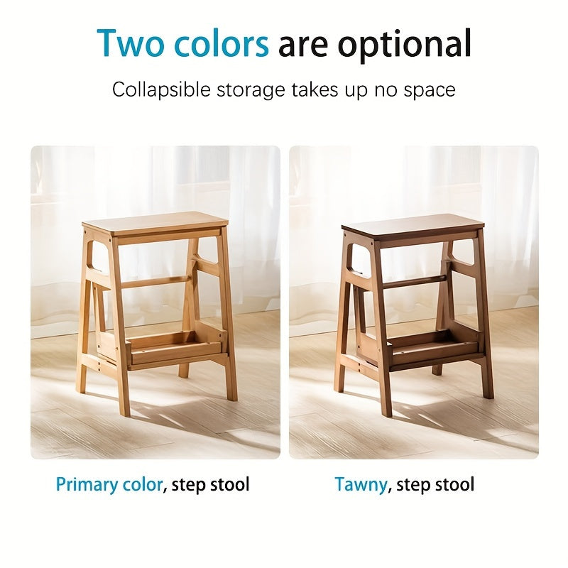 Folding Step Stool made from Bamboo - Convenient, Versatile Ladder Design for Home, Simple to Clean