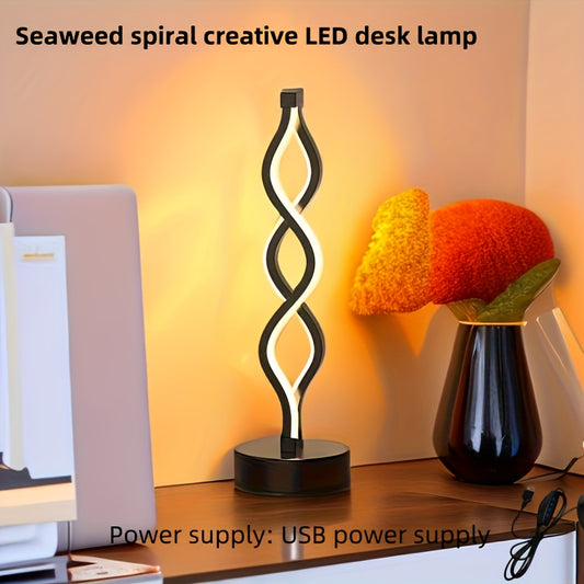 1 Spiral Table Lamp with a Warm Seaweed Original Design, ideal for bedroom, bar, living room, wine party, creating a cozy atmosphere.