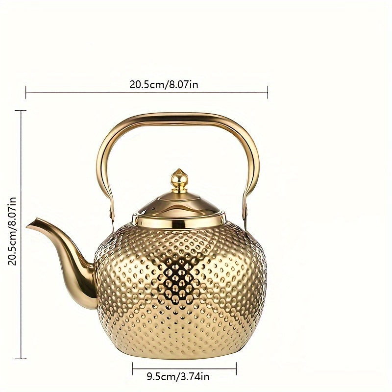 Ideal for tea and coffee enthusiasts, this stainless steel hammered teapot is perfect for brewing loose leaf, coffee, and milk. It's an ideal accessory for your kitchen or outdoor adventures, making it a great gift option.