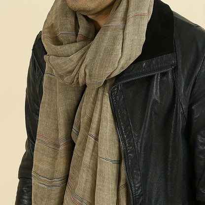 [Bestselling] Men's Stylish Striped Scarf - Made with 100% Rayon, Suitable for All Seasons, Features European And American Design, Expertly Woven