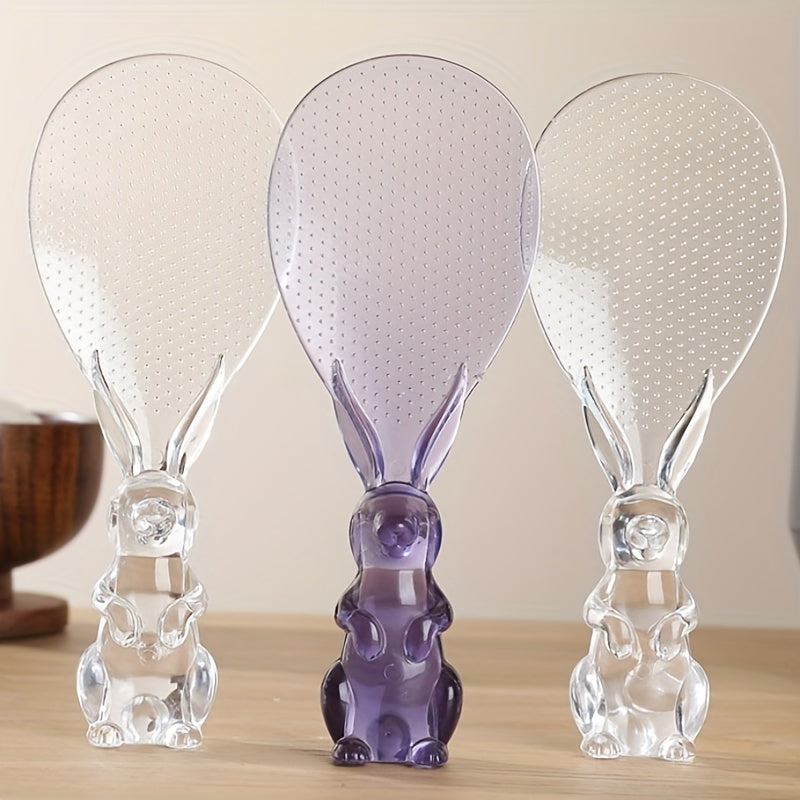 Transparent crystal spoon with rabbit design for rice cooking