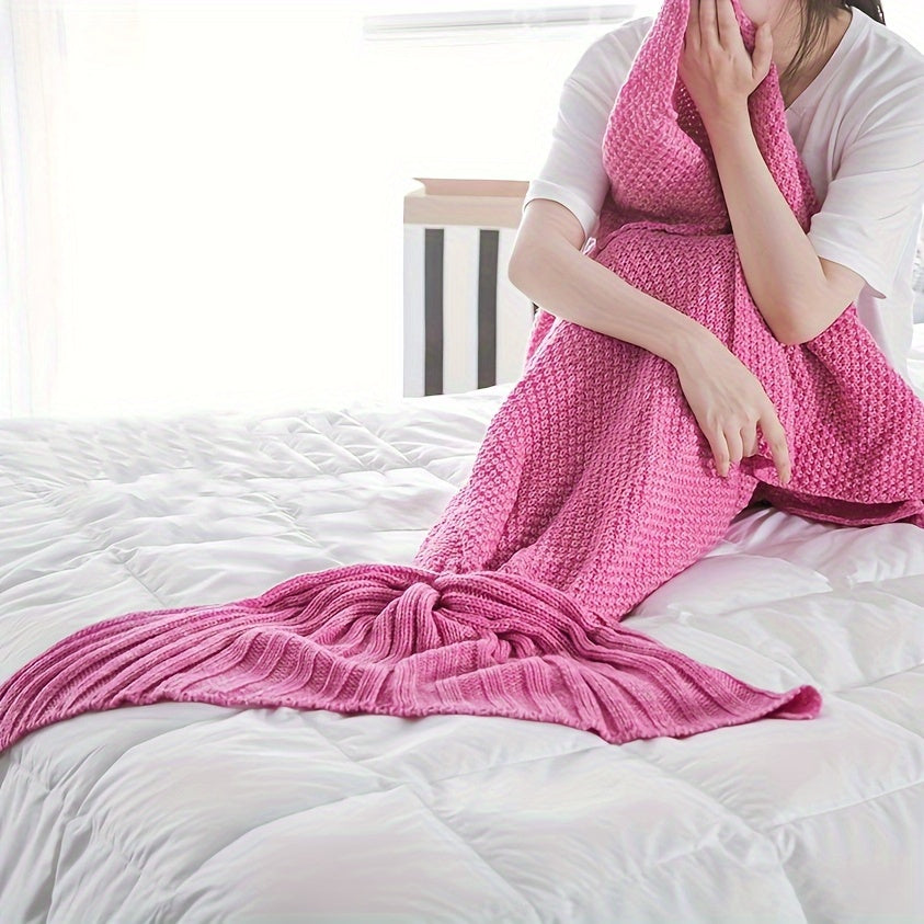 Get yourself a 1 piece Mermaid Tail Blanket, a cozy crochet blanket perfect for all seasons. This soft and comfy blanket is ideal for women and can be used for lounging on the sofa or sleeping. It also makes a cool birthday, wedding, or Mother's Day gift.