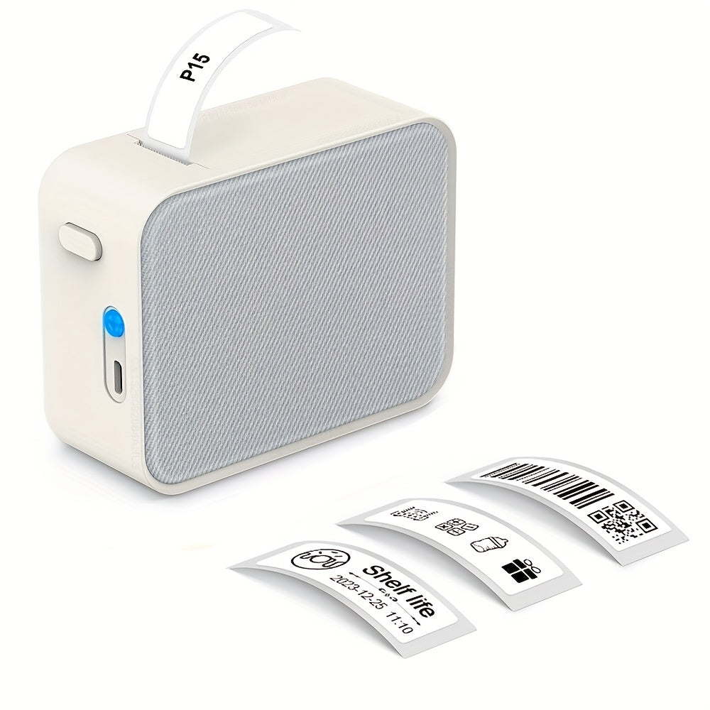 Pristar P15 Portable Wireless Thermal Label Printer for Barcodes, Clothing, Jewelry & Snacks. Inkless, HD Printing, Wireless Connectivity, Rechargeable Battery. 20mm/s Speed, Compatible