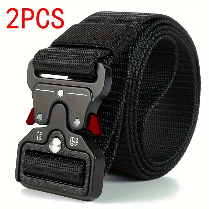 2pcs Tactical Multi-Function Belt for Men - Ideal for Hunting, Outdoors, and Gifting -Strong Plastic Buckle - Great for Valentine's Day